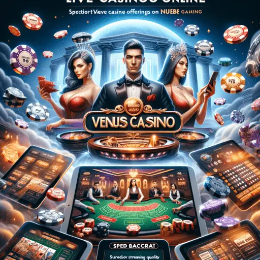 Showcasing Venus Casino's live casino games on Nuebe Gaming, featuring Speed Baccarat, with an emphasis on high-quality streaming and professional dealers.