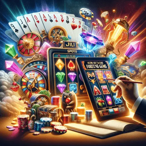 Visual Representation of JILI's Super Ace and Fortune Gems Slots on Nuebe Gaming.