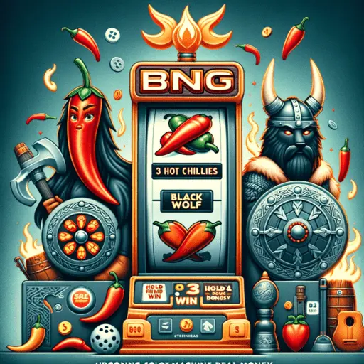 Preview of BNG's Upcoming Slots 3 Hot Chillies and Black Wolf 2 with Chili and Viking Themes.